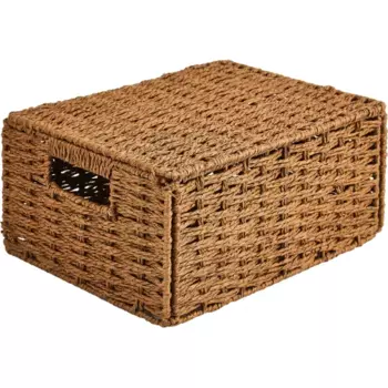 Корзина с крышкой для хранения 31x15x23 см бумага цвет коричневый