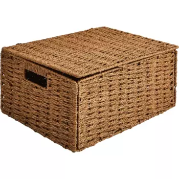 Корзина с крышкой для хранения 38x18x28 см бумага цвет коричневый