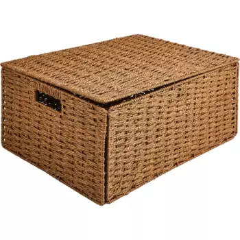 Корзина с крышкой для хранения 45x21x33 см бумага цвет коричневый