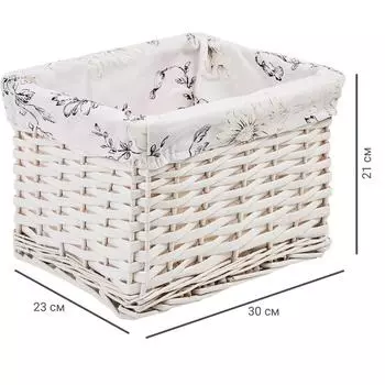 Корзина стеллажная «Цветы» 30х23х21 см, цвет белый