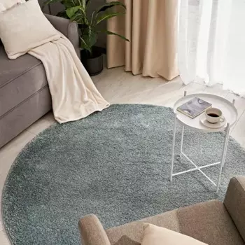 Ковер полипропилен Inspire Shaggy Bosfor круглый 160 см цвет светло-голубой