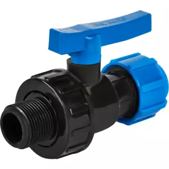 Кран разъемный ПНД Политэк 20x3/4" наружная резьба