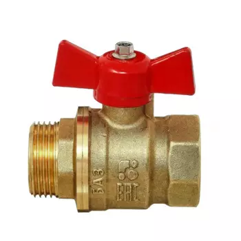 Кран шаровой прямой БАЗ DN15 PN40 1/2" латунь ручка бабочка
