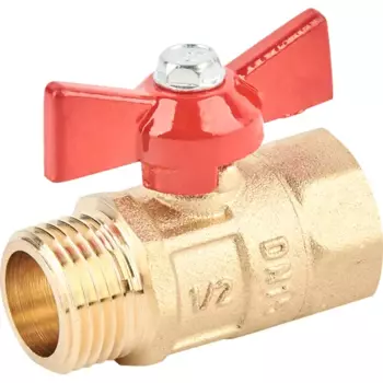 Кран шаровой прямой Галлоп 2304253 DN15 PN24 1/2" ВР/НР ручка бабочка латунь