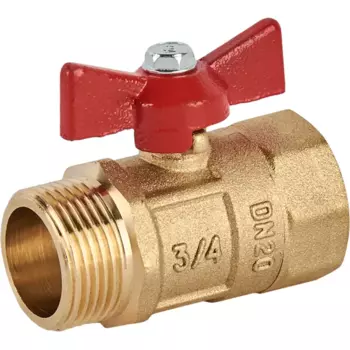 Кран шаровой прямой Галлоп 2304255 DN20 PN24 3/4" ВР/НР ручка бабочка латунь