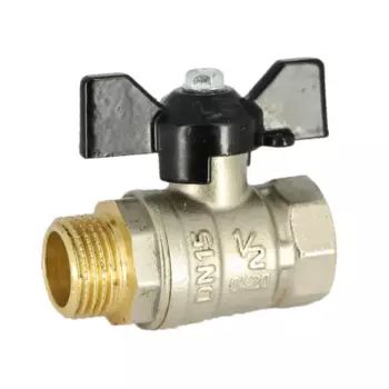 Кран шаровой прямой LD Pride DN15 PN40 1/2" ВР/НР ручка бабочка латунь