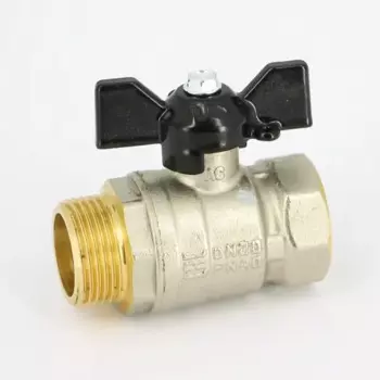 Кран шаровой прямой LD Pride DN20 PN40 3/4" ВР/НР ручка бабочка латунь