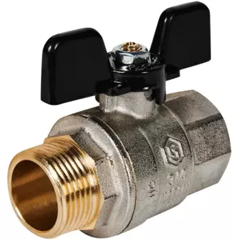 Кран шаровой прямой Stout SVB-0004 DN20 PN40 3/4"x20 ВР-НР ручка бабочка латунь