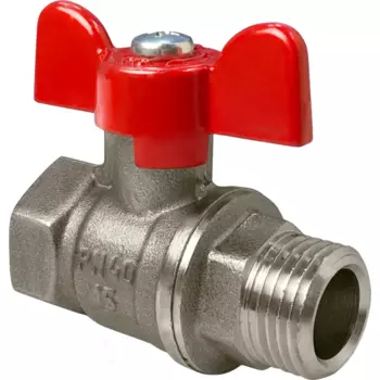 Кран шаровой прямой Valfex DN15 PN24 1/2" ВР/НР ручка бабочка латунь