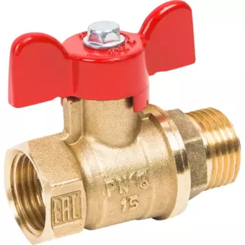 Кран шаровой прямой Valfex VF.218.LB1.012 DN15 PN24 1/2" ВР/НР ручка бабочка латунь