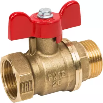 Кран шаровой прямой Valfex VF.218.LB1.034 DN20 PN24 3/4" ВР/НР ручка бабочка латунь