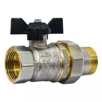 Кран шаровой с американкой полнопроходной прямой LD Pride 47DN20 PN40 3/4" ВР/НР ручка бабочка латунь