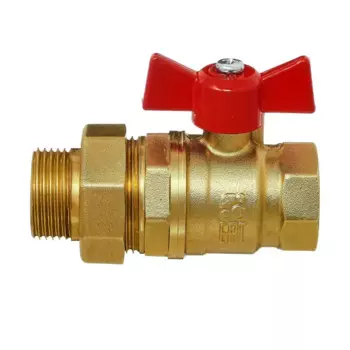 Кран шаровой с американкой прямой БАЗ DN20 PN40 3/4" латунь ручка бабочка
