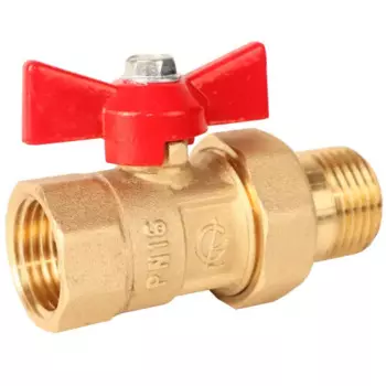 Кран шаровой с американкой прямой Галлоп 2304260 DN15 PN24 1/2" ВР/НР ручка бабочка латунь