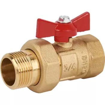 Кран шаровой с американкой прямой Галлоп 2304261 DN20 PN24 3/4" ВР/НР ручка бабочка латунь