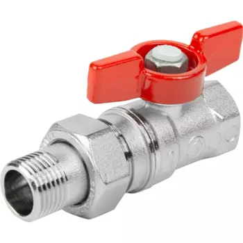 Кран шаровой с американкой прямой Giacomini 007-0916 DN15 PN42 1/2" ВР/НР ручка бабочка латунь