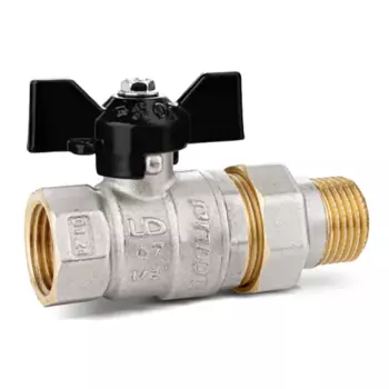 Кран шаровой с американкой прямой LD Pride DN15 PN40 1/2" ВР/НР ручка бабочка латунь