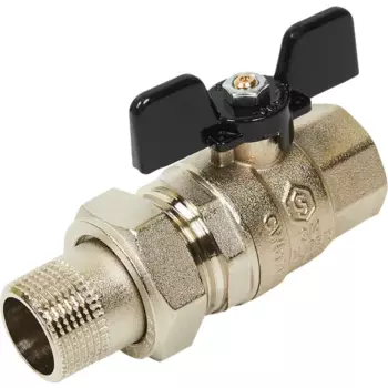 Кран шаровой с американкой прямой Stout DN20 PN50 3/4" ВР/НР ручка бабочка латунь