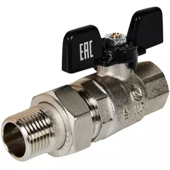 Кран шаровой с американкой прямой Stout SVB-0007 DN15 PN40 1/2" ВР/НР ручка бабочка латунь