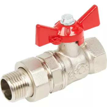 Кран шаровой с американкой прямой Valfex DN15 PN10 1/2" ВР/НР ручка бабочка латунь