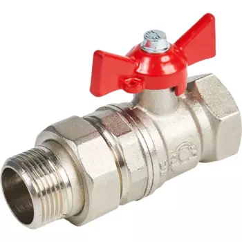 Кран шаровой с американкой прямой Valfex DN20 PN24 3/4" ВР/НР ручка бабочка латунь