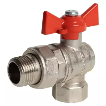 Кран шаровой с американкой угловой Monlid DN15 PN40 1/2" ВР/НР латунь ручка бабочка