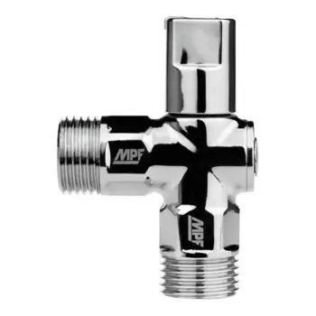 Кран шаровой угловой для бытовой техники MPF Polish DN15 PN24 1/2" НР латунь ручка флажок