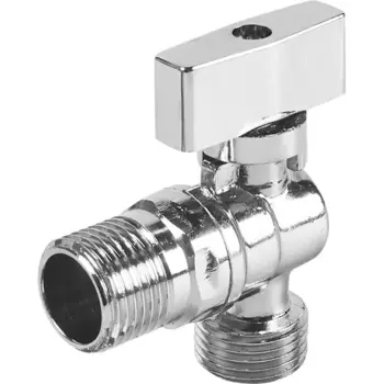 Кран шаровой угловой MPF 1/2"x1/2" с отражателем наружная резьба флажок сверху