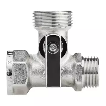 Кран трехходовый угловой MPF PN24 1/2"х3/4"х1/2" ВР/НР латунь ручка флажок