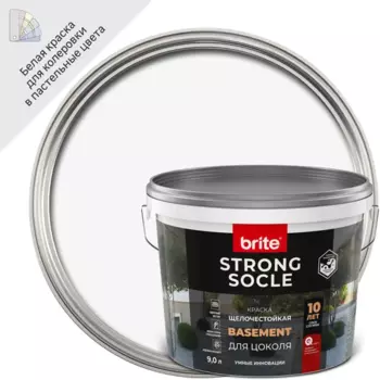 Краска для цоколя Brite Strong Socle матовая цвет белый база А 9 л