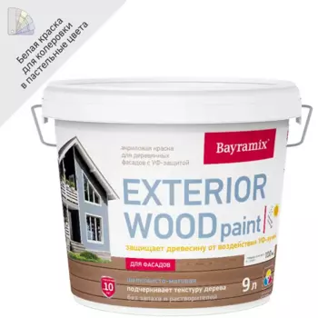 Краска для деревянных фасадов Bayramix Exterior Wood матовая цвет белый 9 л