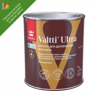 Краска для деревянных фасадов Tikkurila Valtti Ultra матовая прозрачная база С 0.9 л