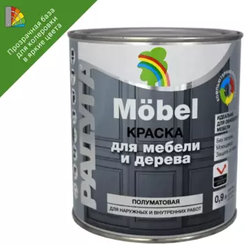 Краска для мебели Радуга полуматовая цвет прозрачный 0.9 л