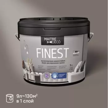 Краска для стен и потолков Maitre Deco Finest матовая белая база А 9 л