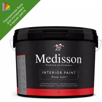 Краска для стен и потолков Parade Medisson матовая прозрачная база С 9 л