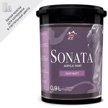 Краска для стен и потолков Parade Sonata Deep Matt моющаяся матовая цвет белый база А 0.9 л