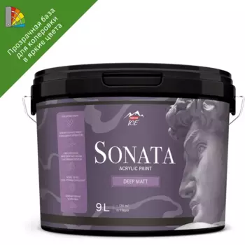 Краска для стен и потолков Parade Sonata Deep Matt моющаяся матовая прозрачная база С 9 л