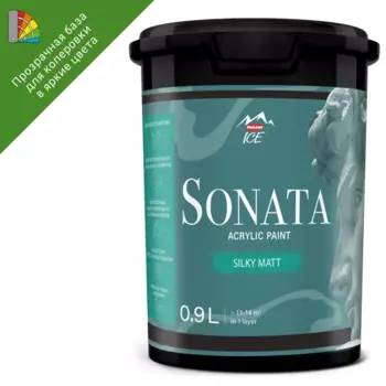 Краска для стен и потолков Parade Sonata Silky Matt моющаяся шелковисто-матовая прозрачная база С 0.9 л