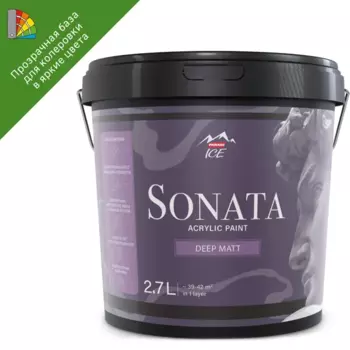 Краска для стен и потолков Parade Sonata Deep Matt моющаяся матовая прозрачная база С 2.7 л