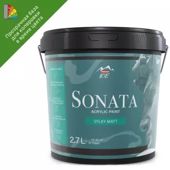 Краска для стен и потолков Parade Sonata Silky Matt моющаяся шелковисто-матовая прозрачная база С 2.7 л