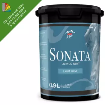 Краска для стен и потолков Parade Sonata Light Shine моющаяся полуматовая прозрачная база С 0.9 л