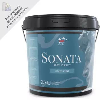 Краска для стен и потолков Parade Sonata Light Shine моющаяся полуматовая цвет белый база А 2.7 л