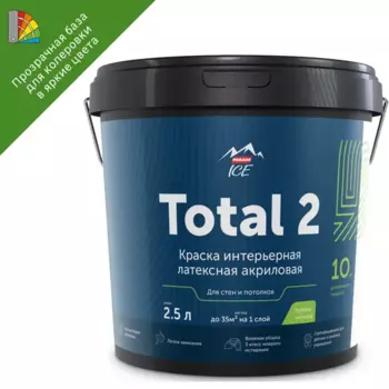 Краска для стен и потолков Parade Total 2 матовая прозрачная база С 2.5 л