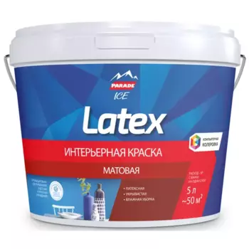Краска для стен моющаяся Parade Latex цвет прозрачный база С 5 л