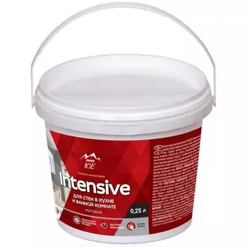 Краска для стен в кухне и ванной Parade Intensive матовая цвет белый база А 250 мл