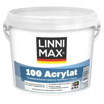 Краска фасадная Linnimax 100 Acrylat прозрачная база Б3 2.35 л