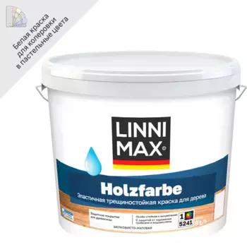 Краска фасадная Linnimax Holzfarbe моющаяся матовая цвет белый база 1 9 л