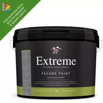 Краска фасадная Parade Extreme матовая прозрачная база С 9 л