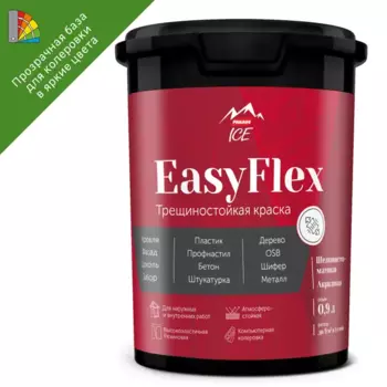 Краска резиновая трещиностойкая Parade EasyFlex матовая прозрачная база С 0.9 л