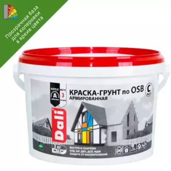 Краска-грунт армированная по OSB Dali матовая прозрачная База С 3 кг